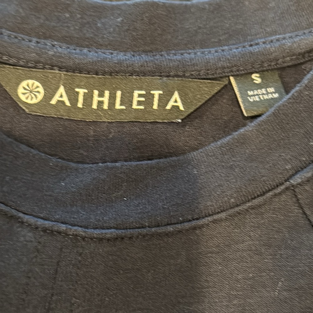 Athleta Apres Navy Side Ruched Dress Size Small - Picture 4 of 14